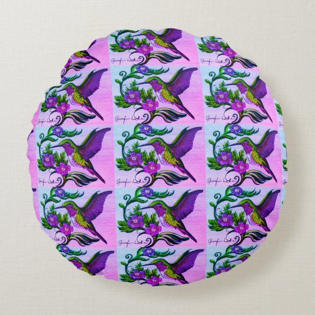 Dreaming of Purple Hummingbirds Pillow (Front)
