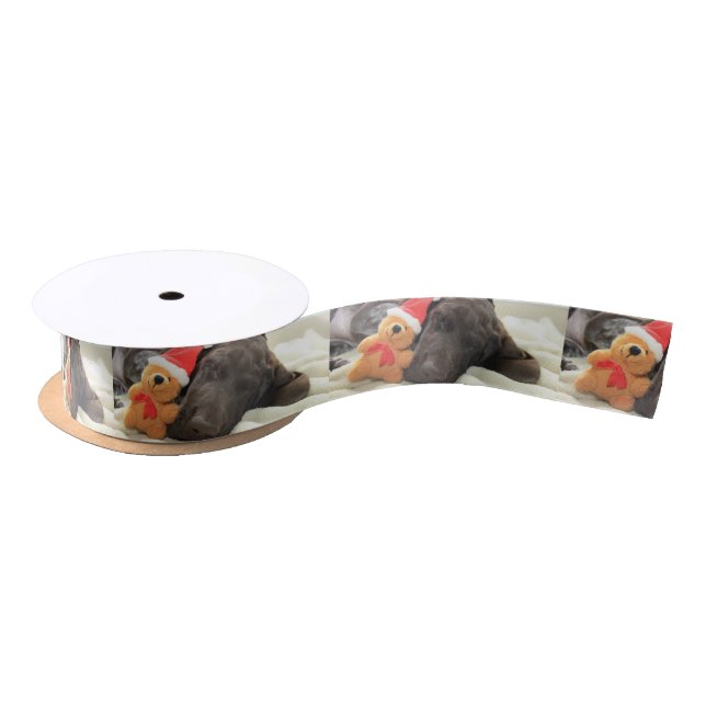 Dreaming of Santa - German Shorthair Puppy Satin Ribbon (Spool)
