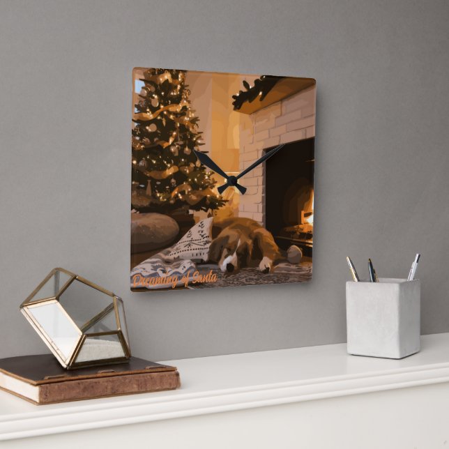 Dreaming of Santa Square Wall Clock (Office)