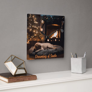 Dreaming of Santa Square Wall Clock