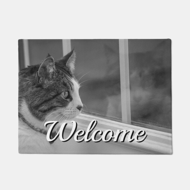 Dreaming Of Warmer Weather Grayscale Welcome Doormat (Front)