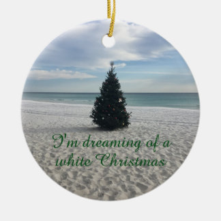 Dreaming of White Christmas Holiday on Beach Ceramic Tree Decoration