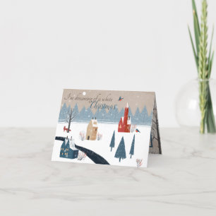 Dreaming of White Christmas- Rustic Village  Holiday Card