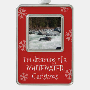 Dreaming of Whitewater Christmas Custom Photo Silver Plated Framed Ornament
