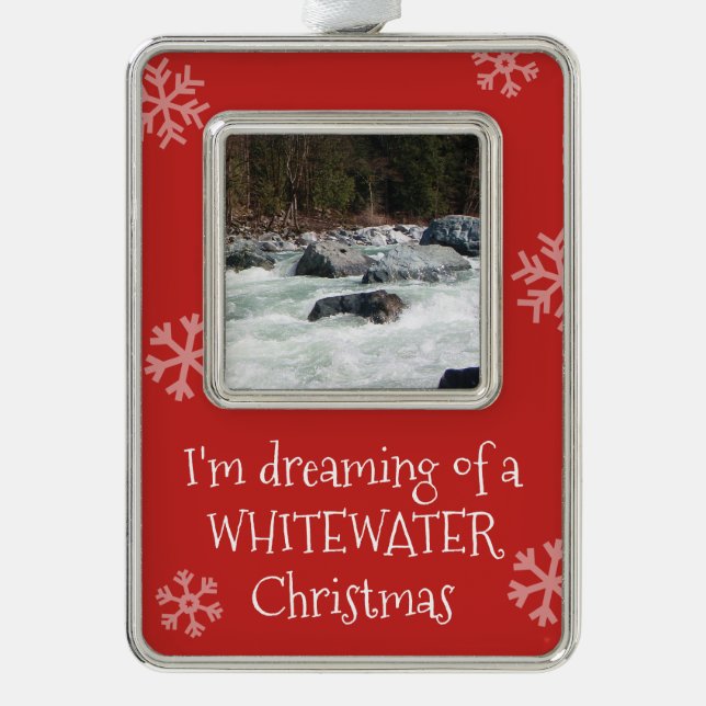 Dreaming of Whitewater Christmas Custom Photo Silver Plated Framed Ornament (Front)
