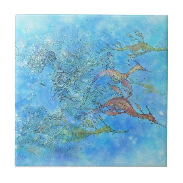 Dreaming on Aquamarine Tides Tile (Front)