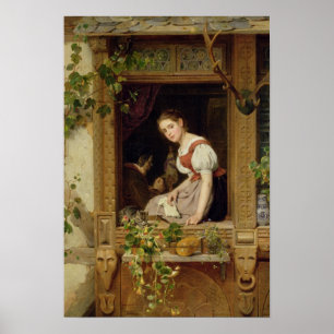 Dreaming on the windowsill poster