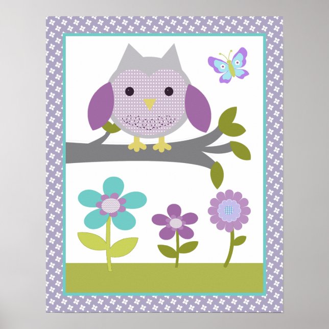 Dreamland Owl Poster Nursery Art Print 3 of 4 (Front)