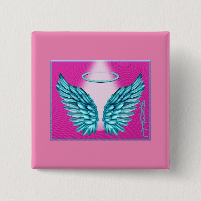 “Dreamlike Angelic Wings and Halo” 15 Cm Square Badge (Front)