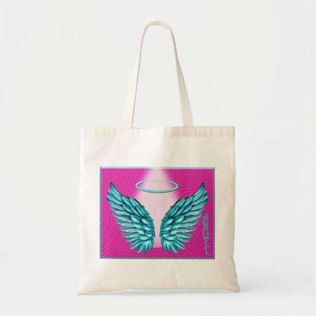 “Dreamlike Angelic Wings and Halo” Tote Bag (Front)
