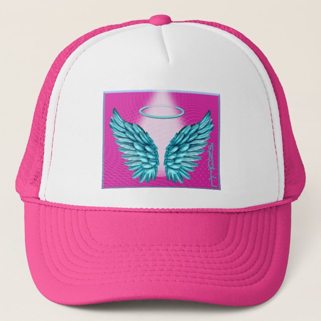 “Dreamlike Angelic Wings and Halo” Trucker Hat (Front)