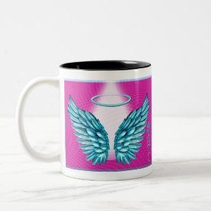 “Dreamlike Angelic Wings and Halo” Two-Tone Coffee Mug