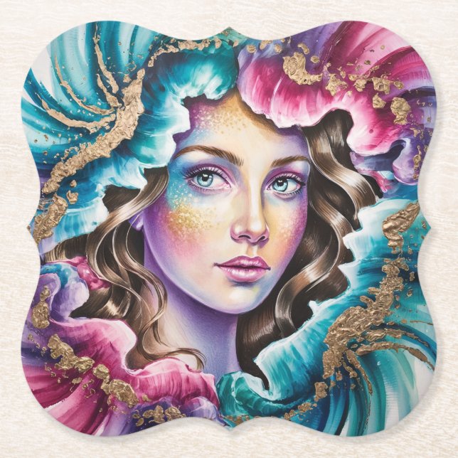 Dreamlike Art Portrait Coaster Set (Front)