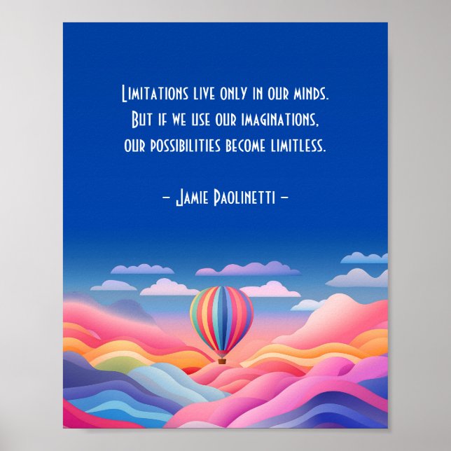 Dreamlike Balloon Adventure with Quote Poster (Front)