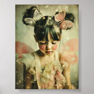 Dreamlike Children Portrait Butterfly Whisper Poster