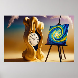 Dreamlike Golden Time Fantasy Landscape Art Poster