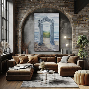 Dreamlike Ornate Doorway to Mystical Landscape Pos Poster