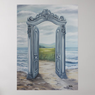 Dreamlike Ornate Doorway to Mystical Landscape Pos Poster