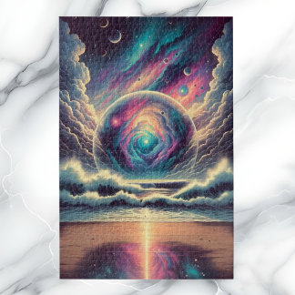 Dreamlike Psychedelic Celestial Stormy Sea Jigsaw Puzzle