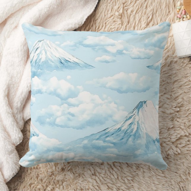 Dreamlike Snow Mountains - Soft Blue White Cushion (Blanket)