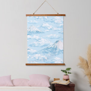 Dreamlike Snow Mountains - Soft Blue White Hanging Tapestry