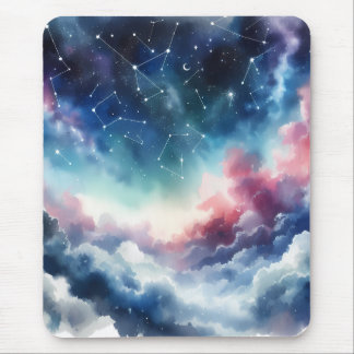 Dreamlike Watercolor Night Sky Mouse Pad