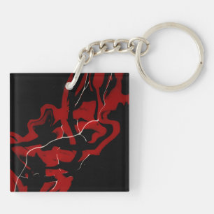 Dreams and Nightmares Red Abstract Fluid Art Key Ring