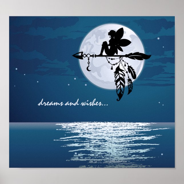 dreams and wishes ~ Full Moon, Fairy, Arrow Beach Poster (Front)