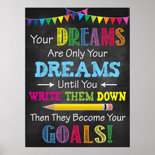 Dreams Become Goals Printable Poster (Front)