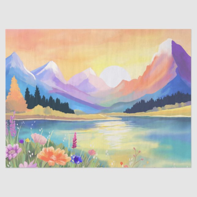 Dreams by the Mountains Lake Sanctuary Tissue Paper (Front)