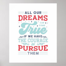 Dreams Can Come True Red Blue Lettering Typography