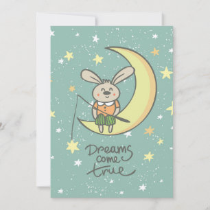 Dreams Come True Bunny on the Moon Card