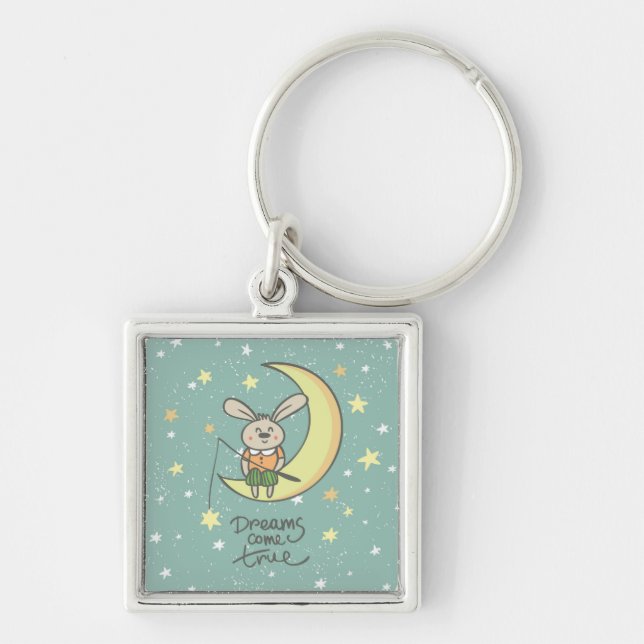 Dreams Come True | Bunny on the Moon Key Ring (Front)