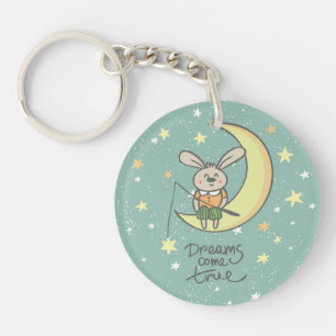 Dreams Come True   Bunny on the Moon Key Ring