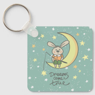 Dreams Come True   Bunny on the Moon Key Ring