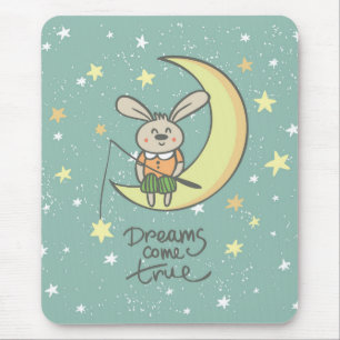 Dreams Come True   Bunny on the Moon Mouse Mat