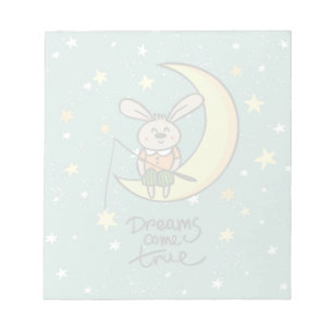 Dreams Come True Bunny on the Moon Notepad
