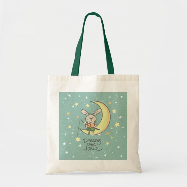 Dreams Come True | Bunny on the Moon Tote Bag (Front)