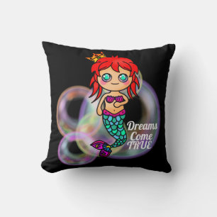 Dreams Come True Mermaid Cute Princess Crown Cushion
