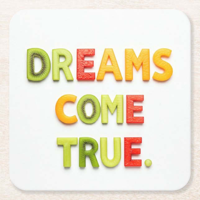Dreams Come True  Square Paper Coaster (Front)