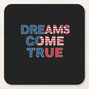 Dreams Come True Square Paper Coaster