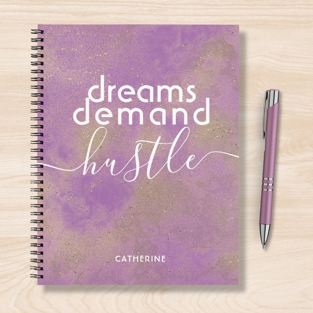 Dreams Demand Hustle Personalised Name Notebook (Creator Uploaded)