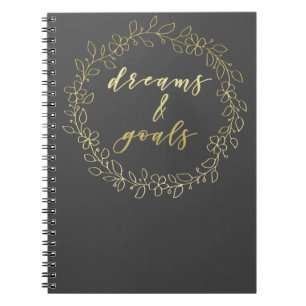 Dreams & Goals - Gold Script Typography Notebook