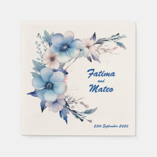 Dreams in Blue: Personalized Wedding Napkins