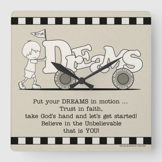 Dreams in Motion Square Wall Clock (Front)