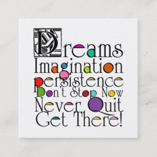 Dreams Inspirational Typographic Design Square Business Card