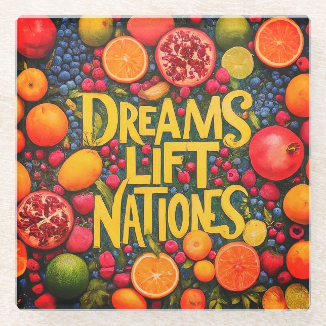 Dreams lift nations glass coaster (Front)