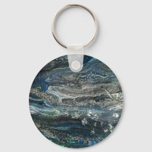 Dreams of the ocean'20 abstract painting  button key ring