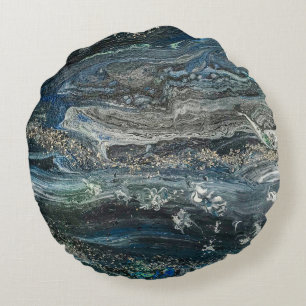 Dreams of the Ocean'20 abstract painting  Ceramic  Round Cushion