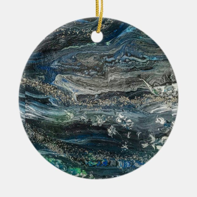 Dreams of the Ocean'20 abstract painting Ceramic Tree Decoration (Front)